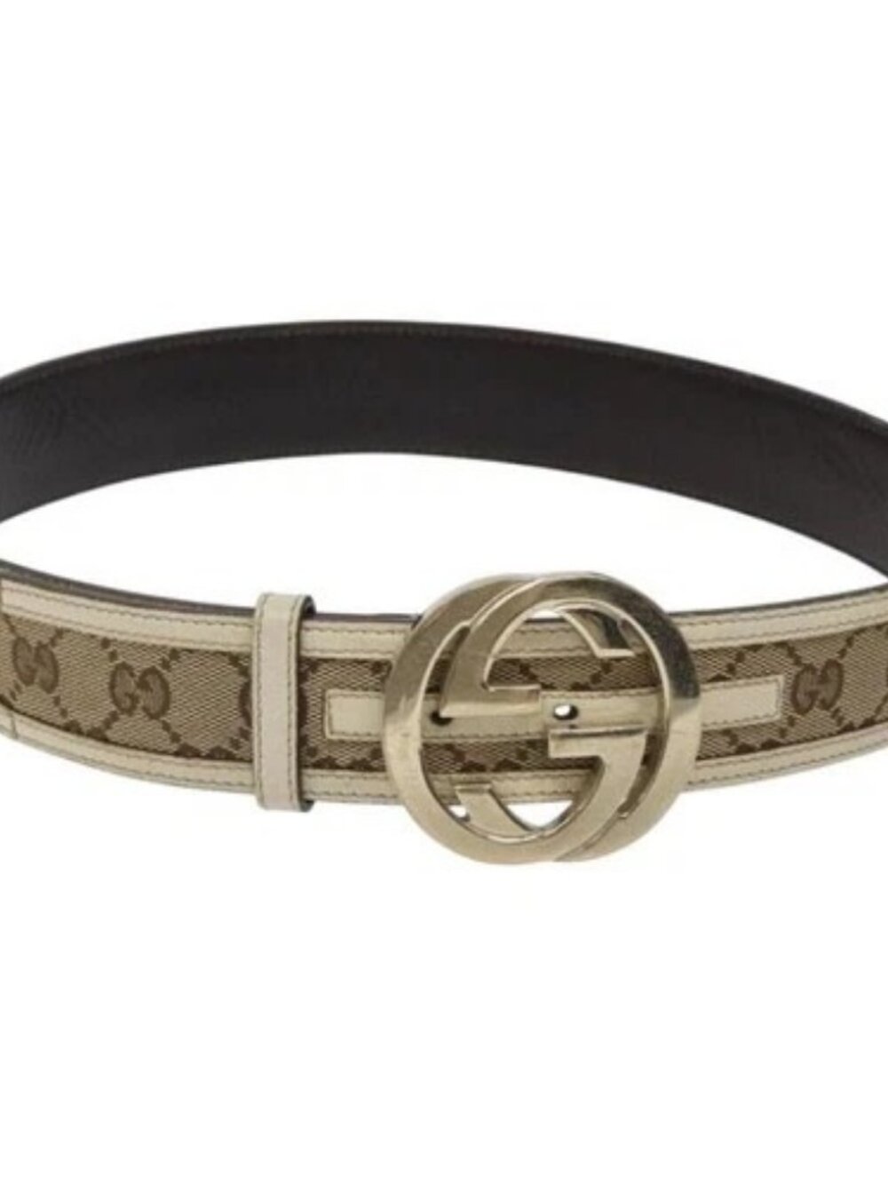 GUCCI GG Canvas Belt 35.4" Beige 114876 Auth hk2325 - Picture 4 of 10